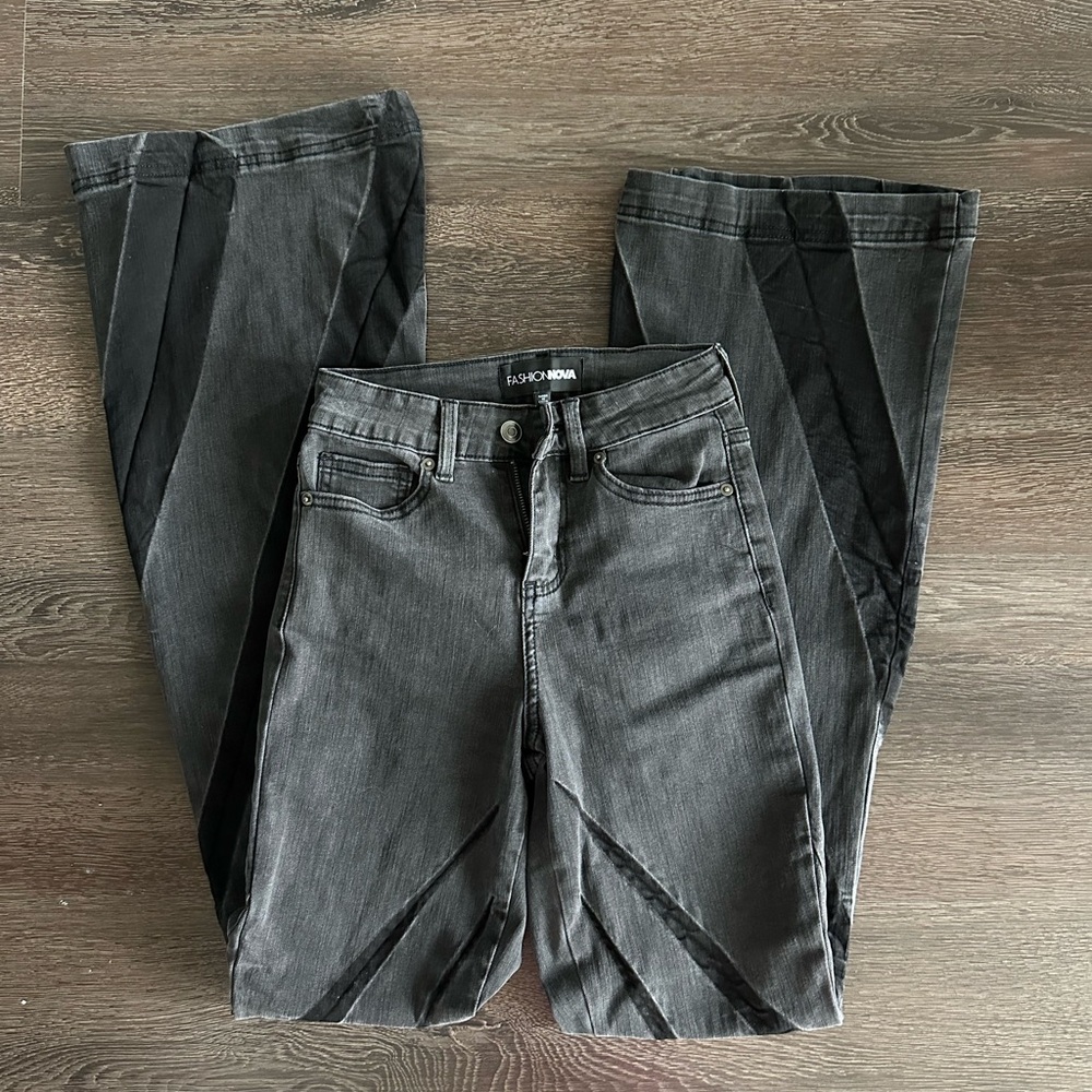 Fashion Nova Black Flare Wide Leg Jeans